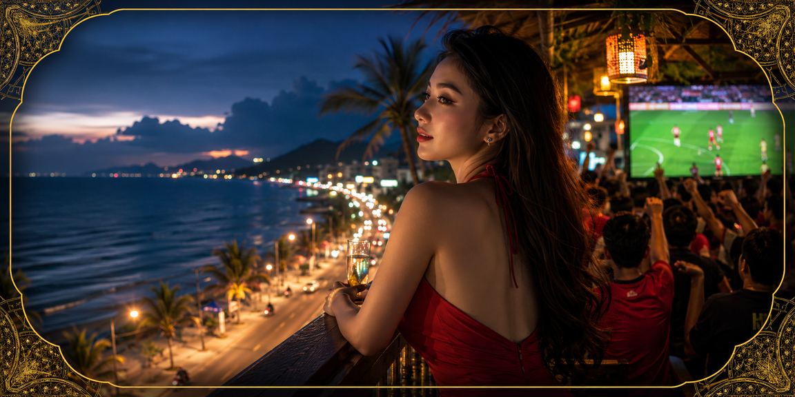 Người dùng theo dõi kết quả cá cược bóng đá tại bãi biển Mũi Né qua điện thoại di động